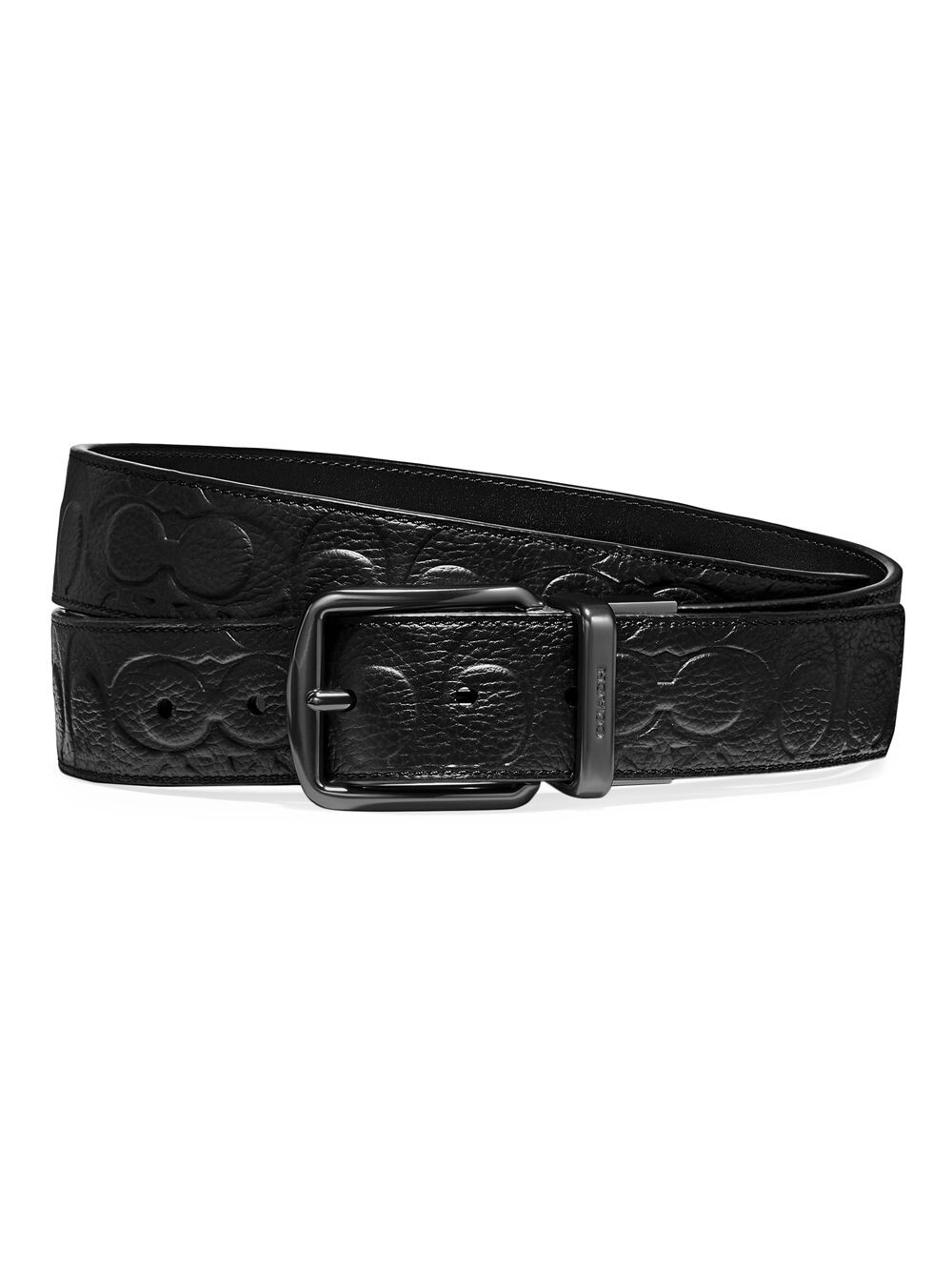 

Кожаный ремень с монограммой COACH, черный