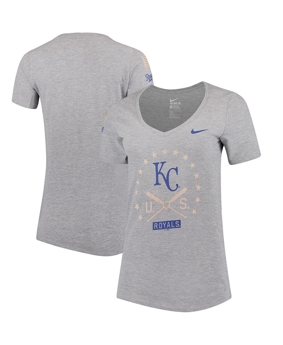 

Женская футболка Kansas City Royals Tri-Blend с v-образным вырезом — Хизер Серый Nike