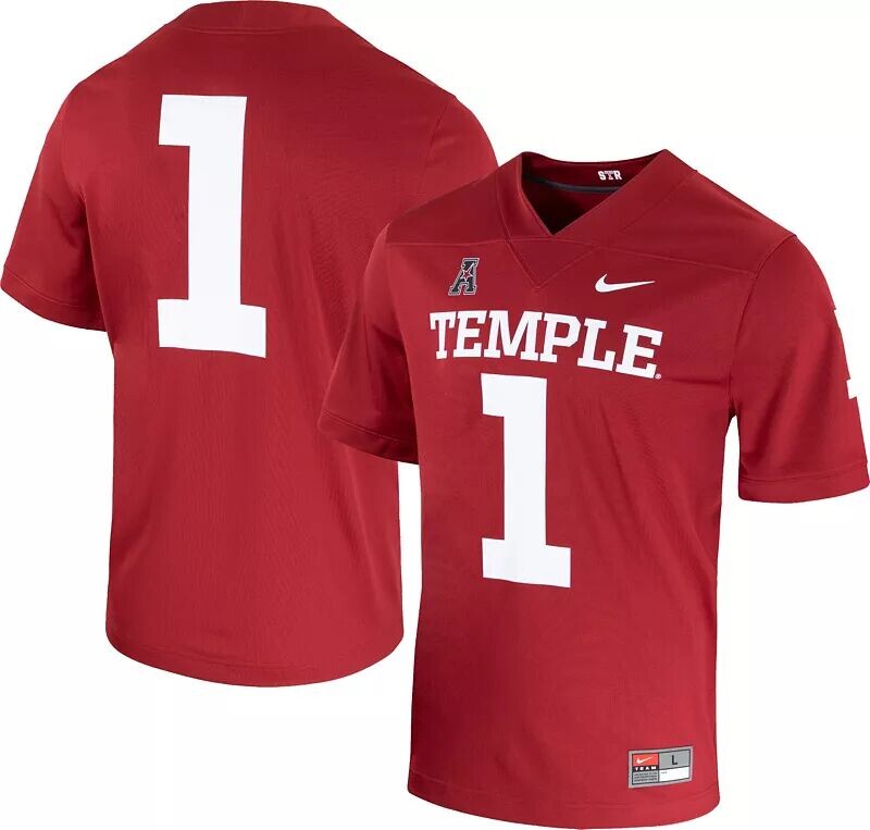 

Мужское футбольное джерси Nike Temple Owls #1 Cherry Untouchable Game