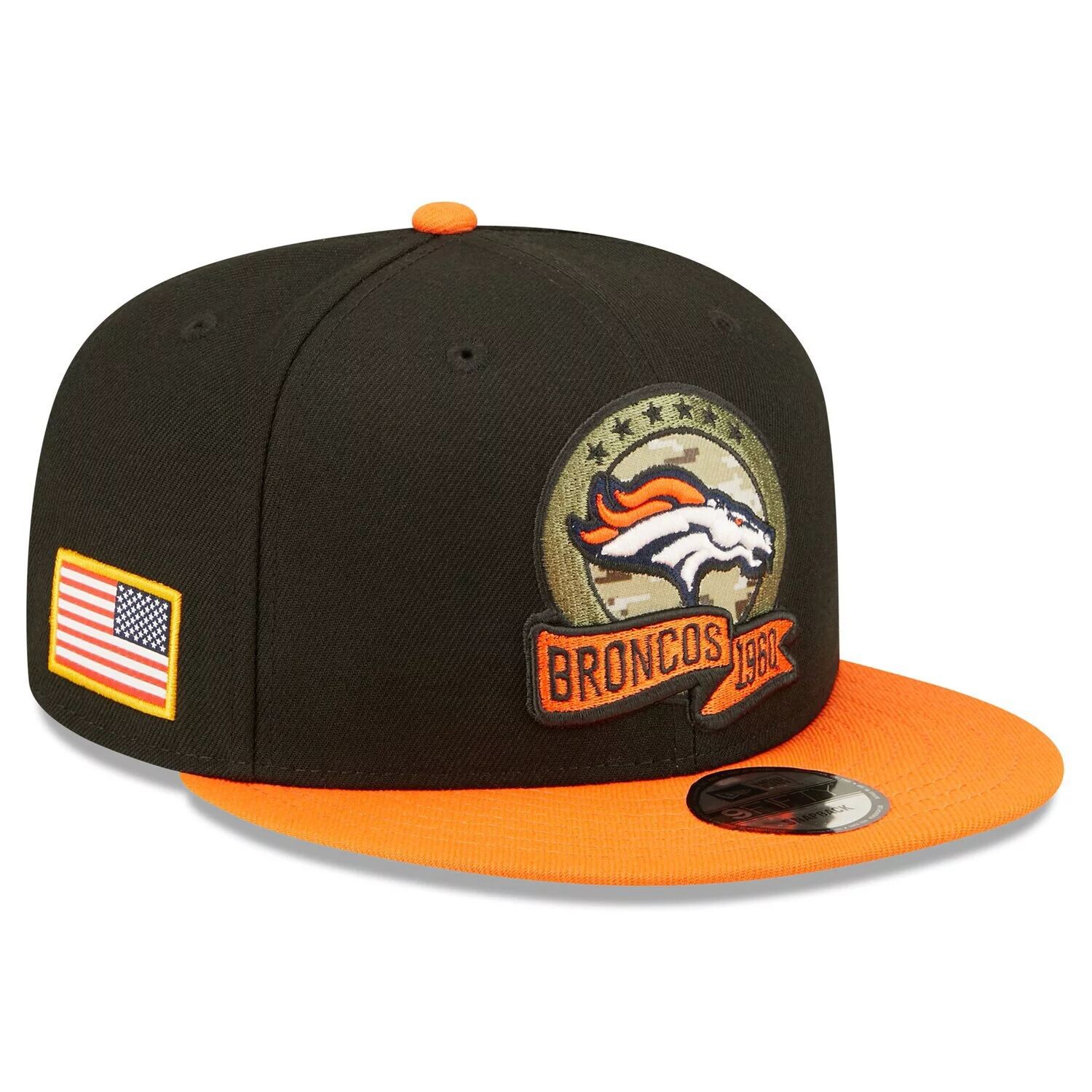 

Мужская кепка New Era Black/Orange Denver Broncos 2022 Salute To Service 9FIFTY Snapback