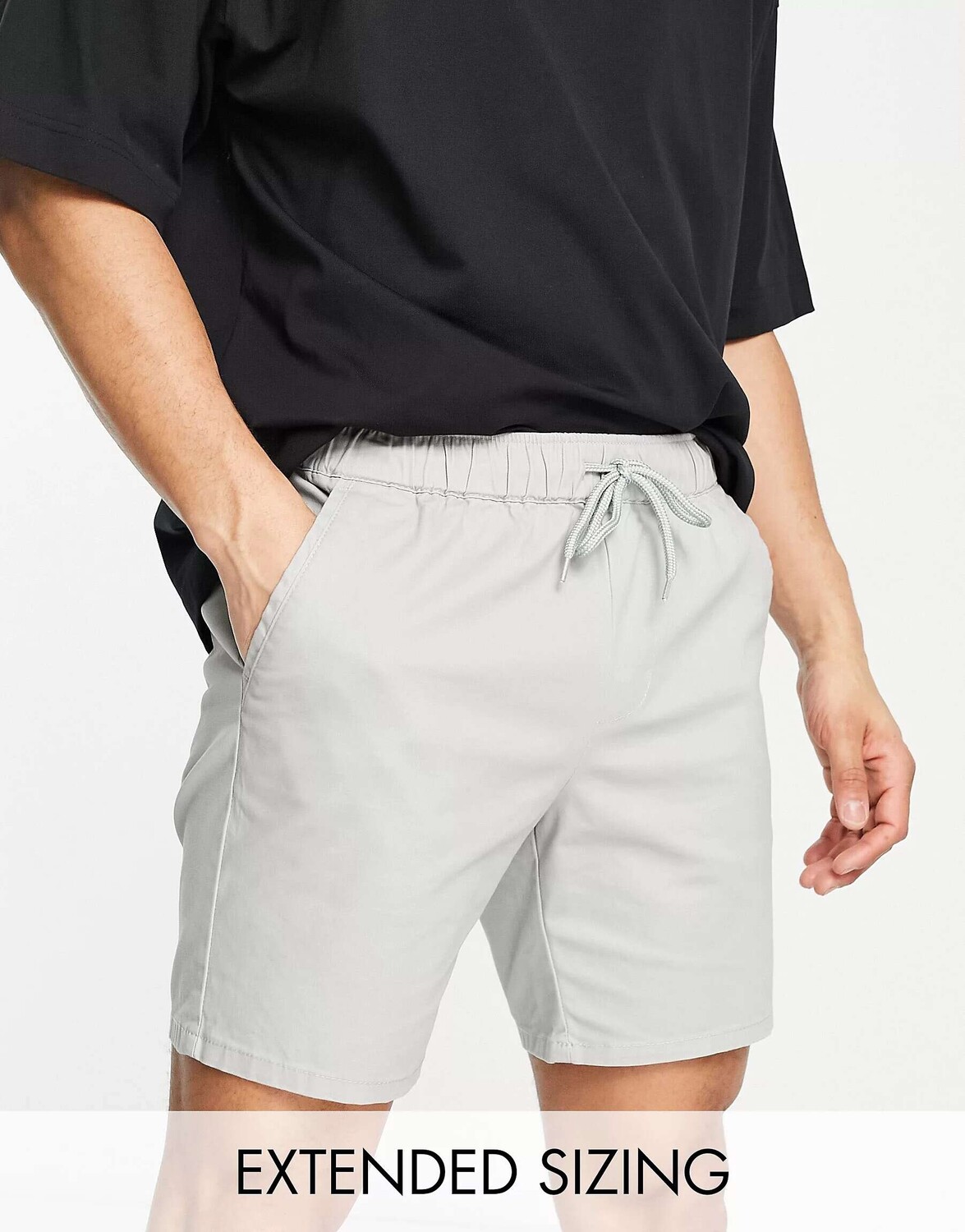 

Светло-серые узкие шорты чинос средней длины ASOS