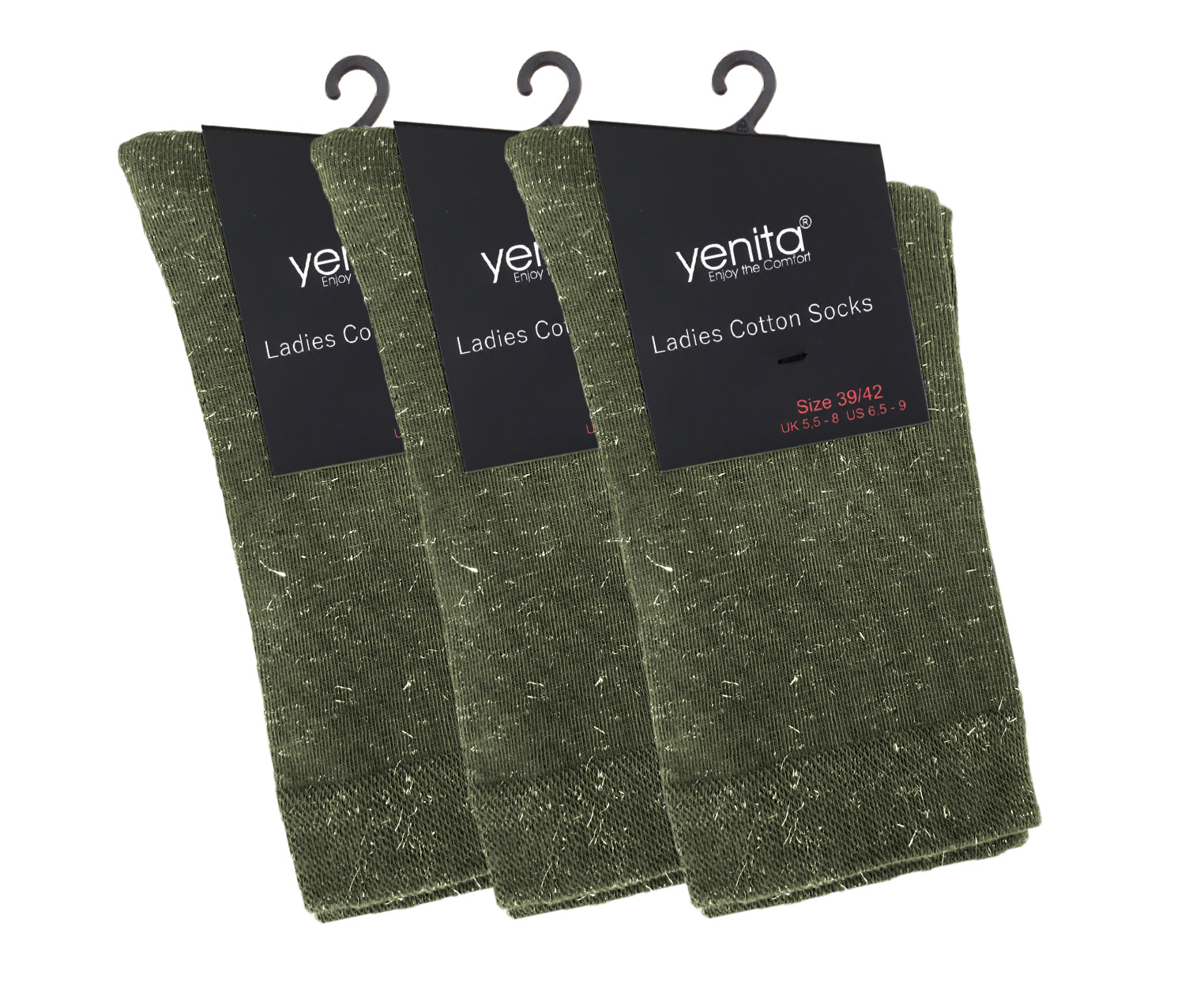 Носки Yenita 3 шт Lurex, зеленый
