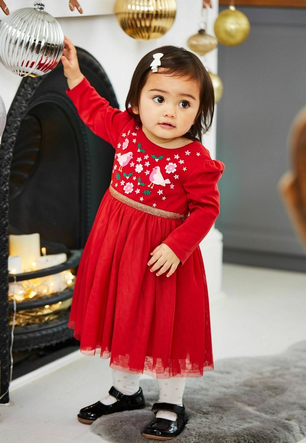 

Элегантное платье Robin Embroidered JoJo Maman Bébé, красный