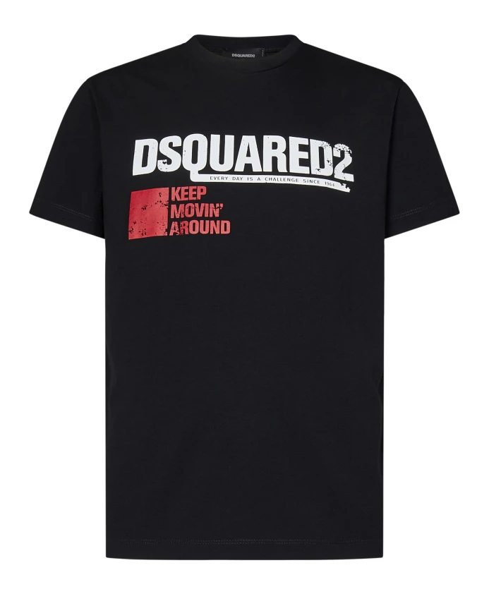 

Футболка из хлопкового джерси с печатными буквами Dsquared2, черный