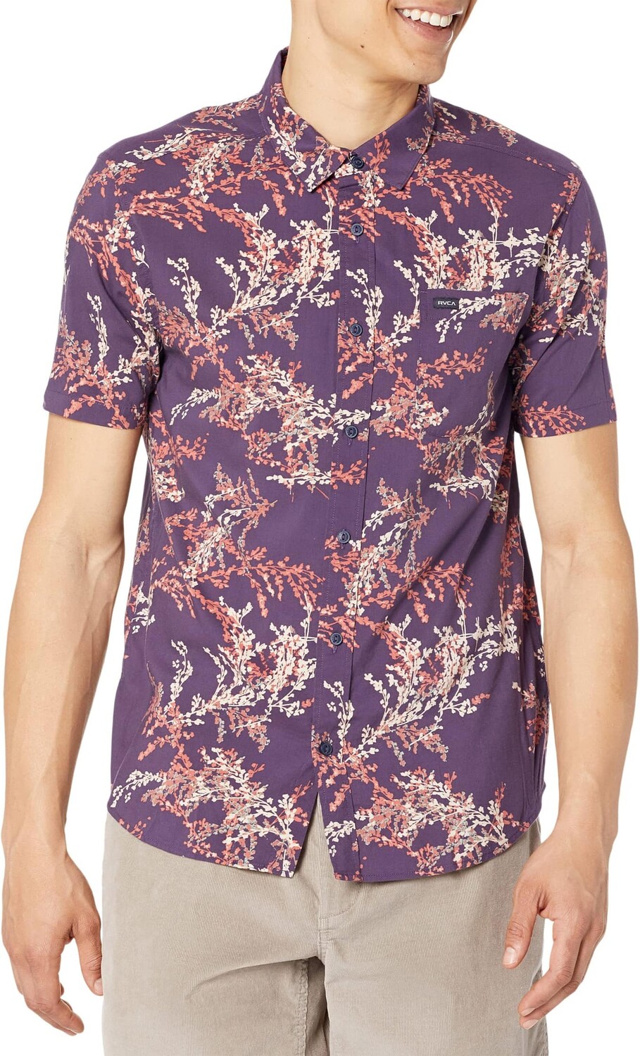 

Рубашка Anytime S/S Woven RVCA, цвет Midnight Navy