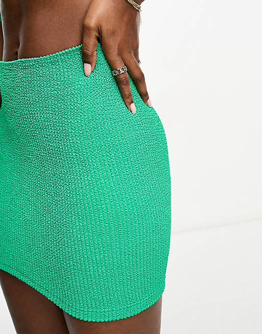 Ярко-зеленая юбка-футляр с завышенной талией и рюшами на спине ASOS DESIGN