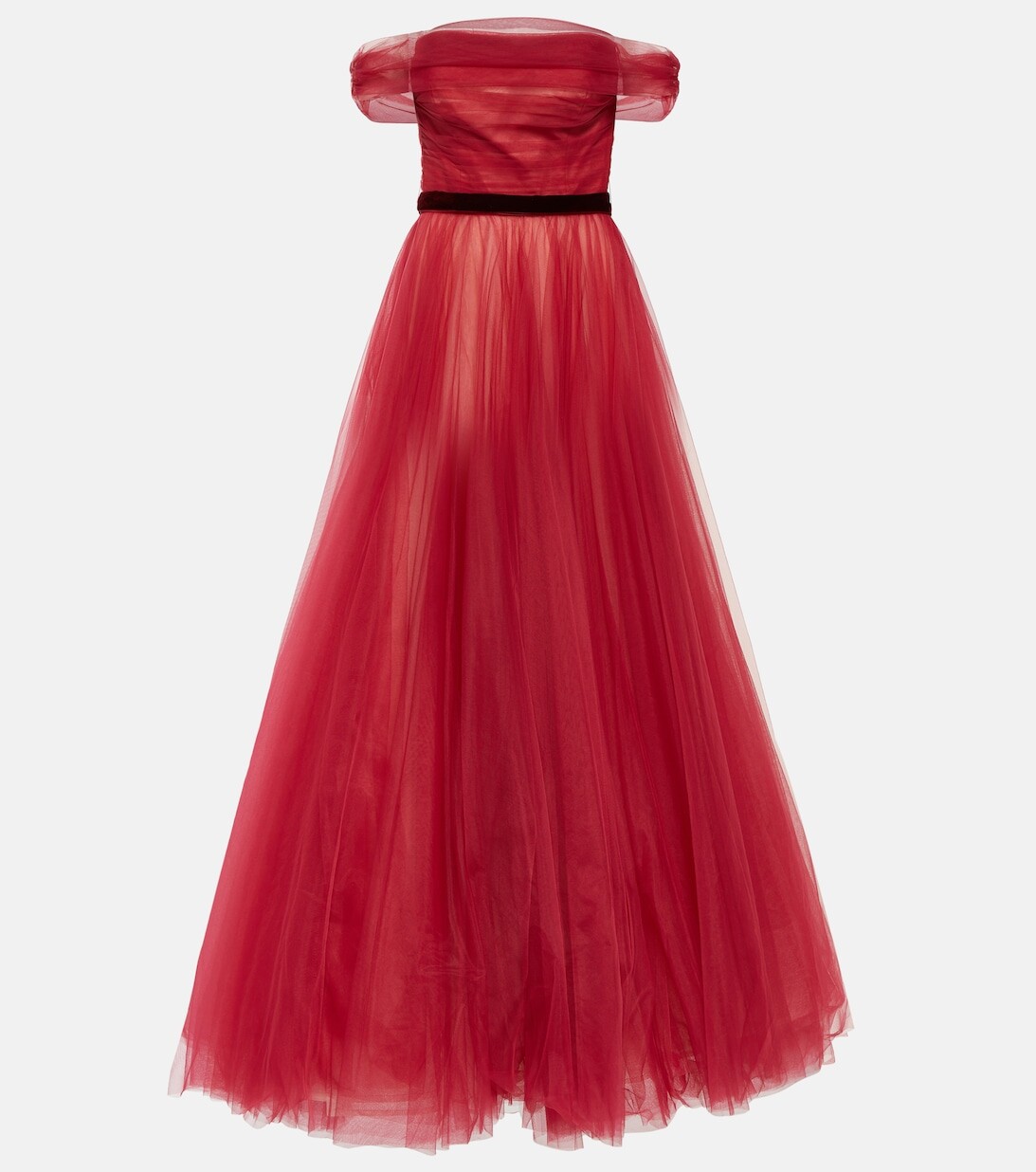 

Платье из тюля с открытыми плечами JENNY PACKHAM, красный