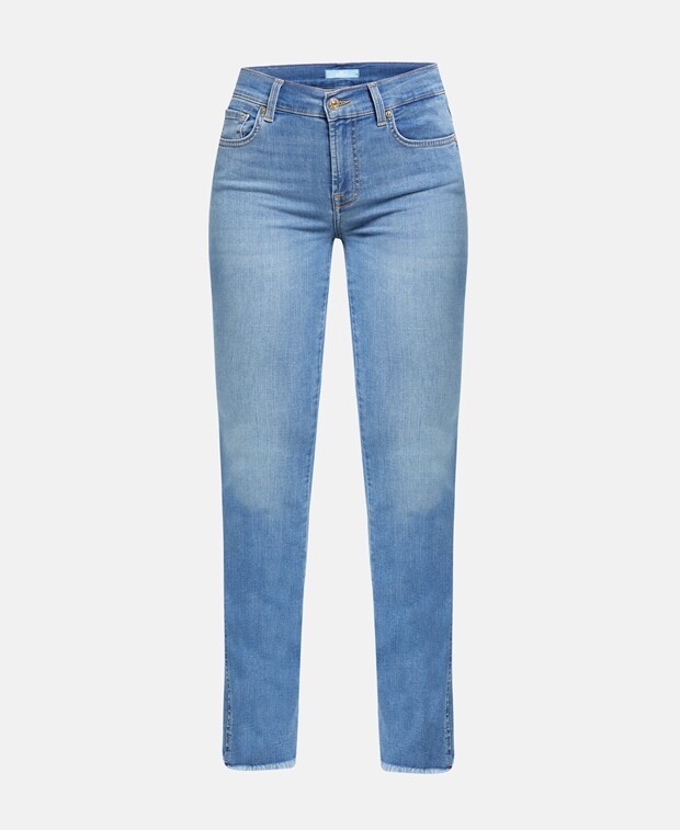 

Джинсы с вырезом 7 for all Mankind, светло-синий