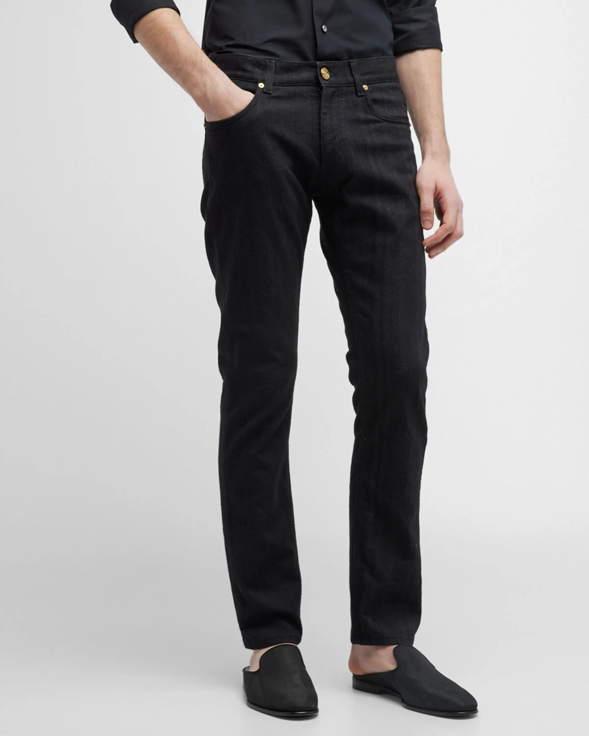 

Мужские джинсы из жаккардового денима в тон Etro, цвет Black