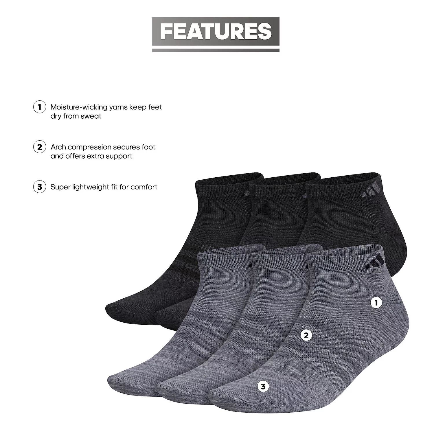 

Мужские носки adidas Superlite II, 6 пар низких носков