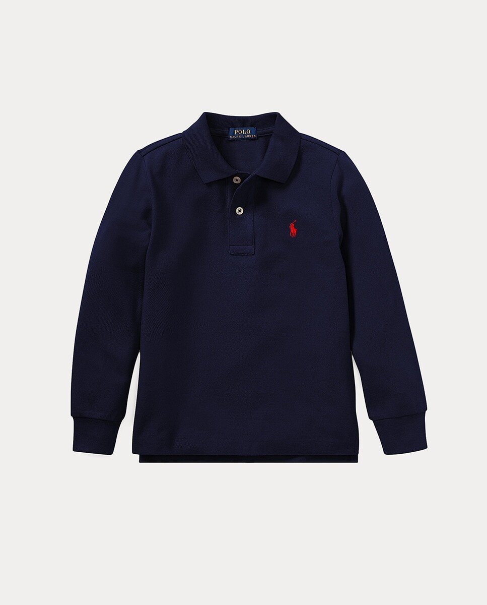 

Темно-синяя рубашка-поло для мальчика из 100% хлопка Polo Ralph Lauren, темно-синий