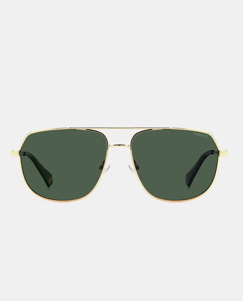 цена Солнцезащитные очки унисекс прямоугольной формы из золотистого металла с поляризационными линзами Polaroid Originals, золотой