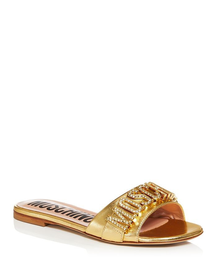

Женские шлепанцы с логотипом Moschino