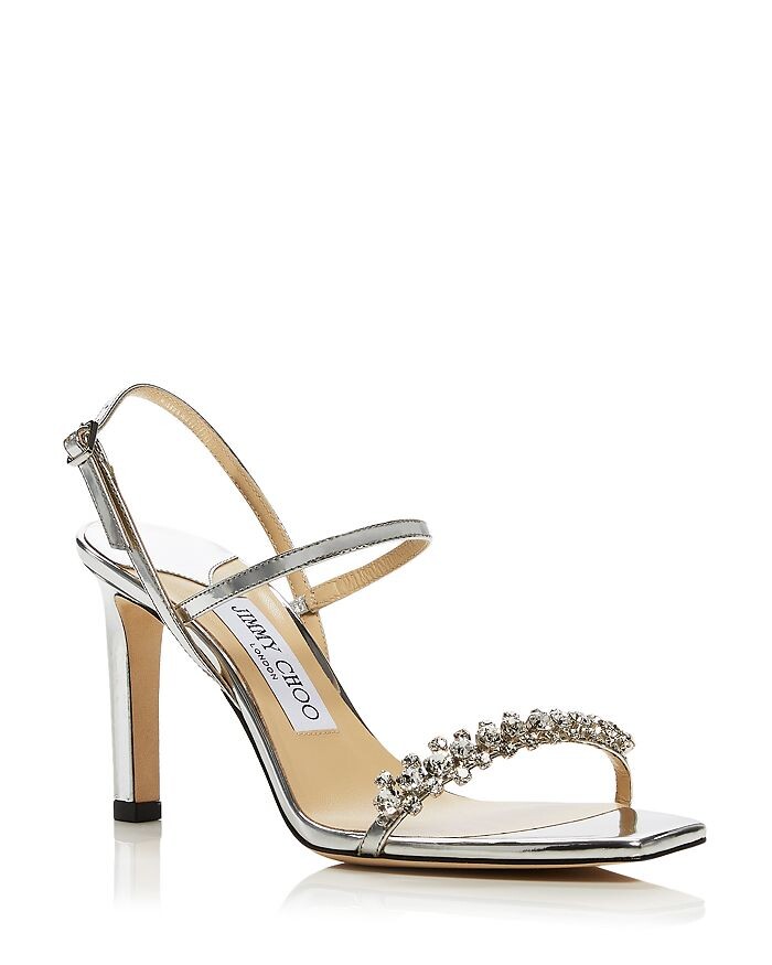

Женские шлепанцы Meira 85 с украшением на высоком каблуке Jimmy Choo