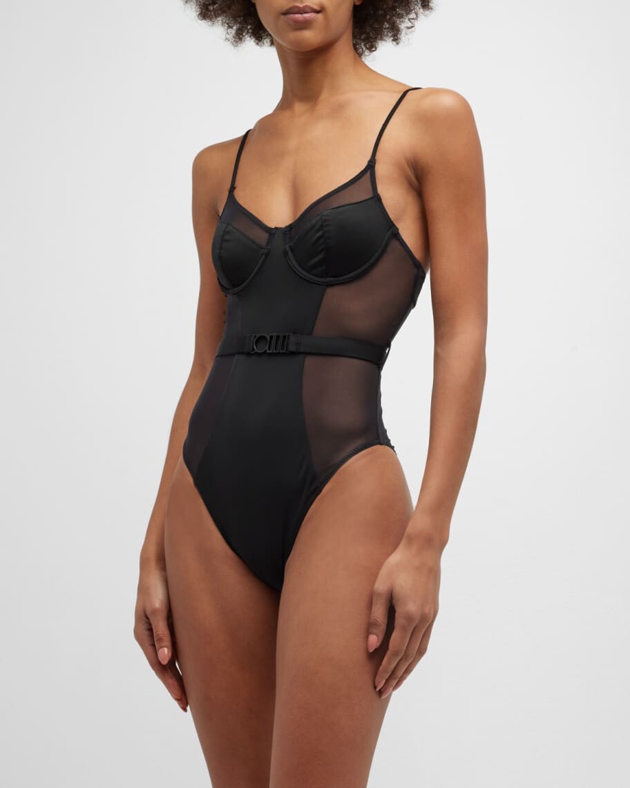 

Слитный купальник Spencer Mesh на косточках Solid and Striped