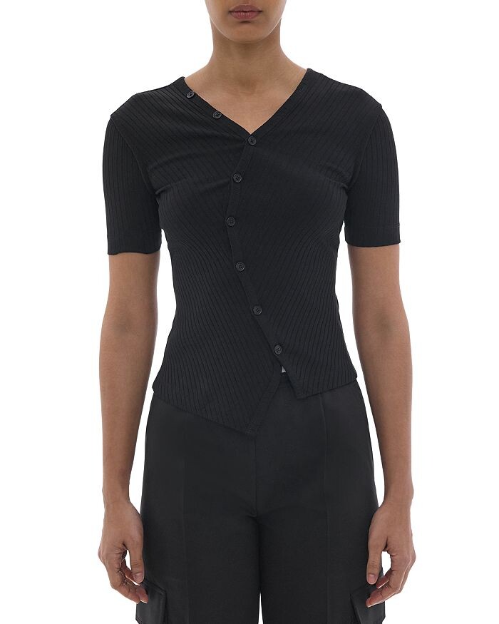 

Асимметричный топ с короткими рукавами Helmut Lang, Черный