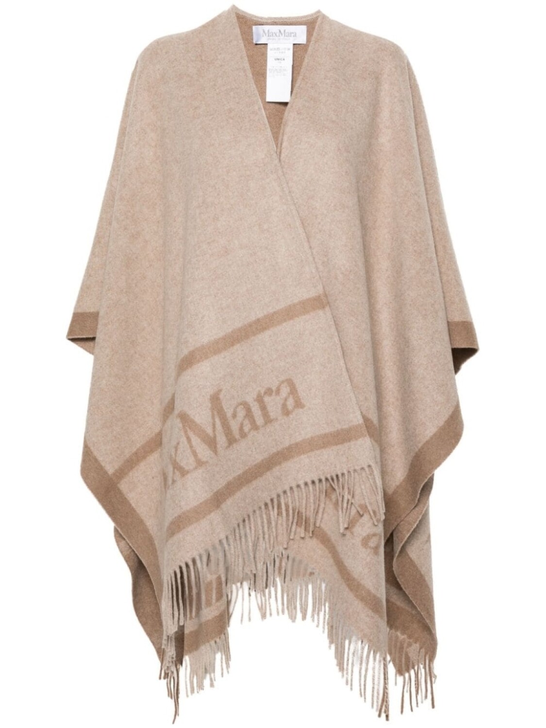 

Max Mara шерстной кейп с логотипом, коричневый