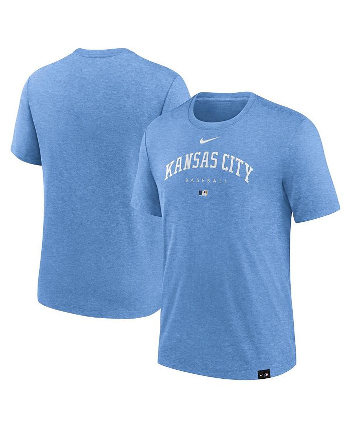 

Мужская светло-синяя футболка Kansas City Royals Authentic Collection Early Work Tri-Blend Performance с изображением Хизер Nike, синий