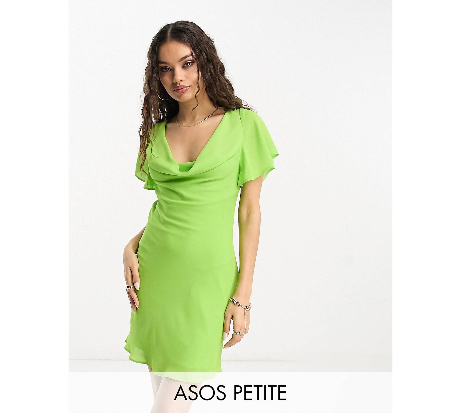 

Зеленое платье мини с рукавами-крылышками и воротником-хомутом ASOS DESIGN Petite ASOS Petite, Зеленый