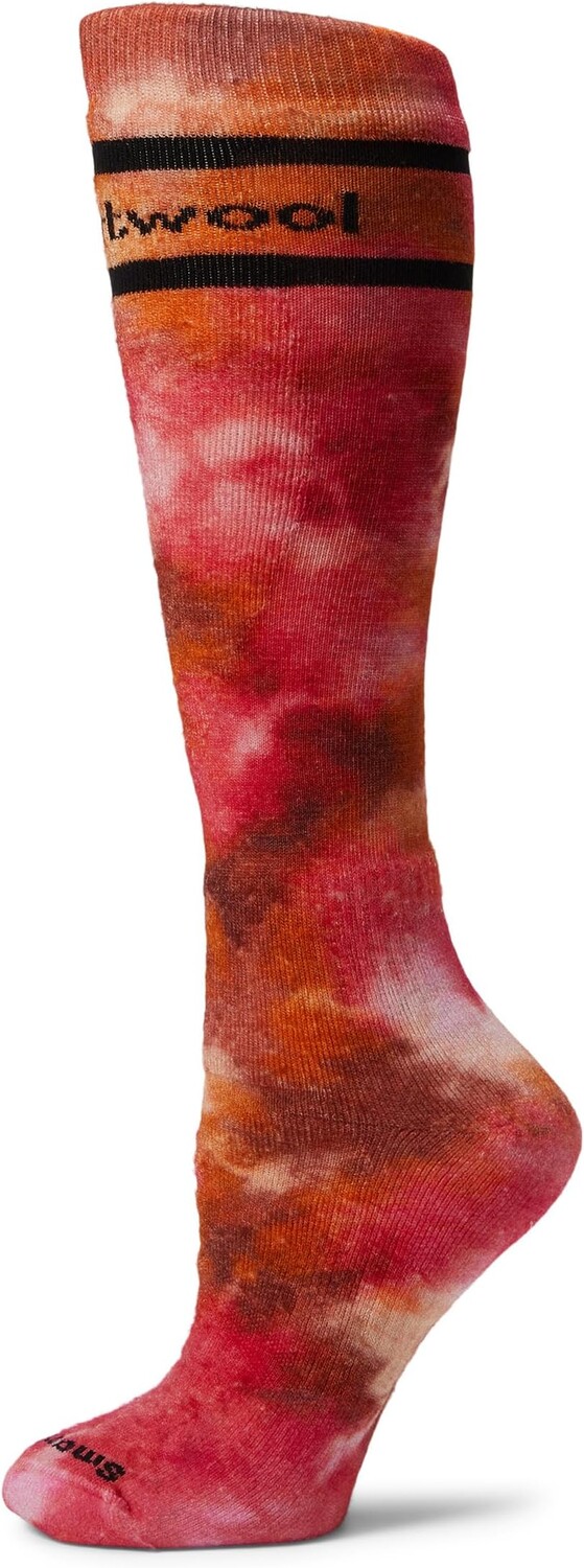 

Лыжная подушка с принтом тай-дай поверх икры Smartwool, цвет Power Pink