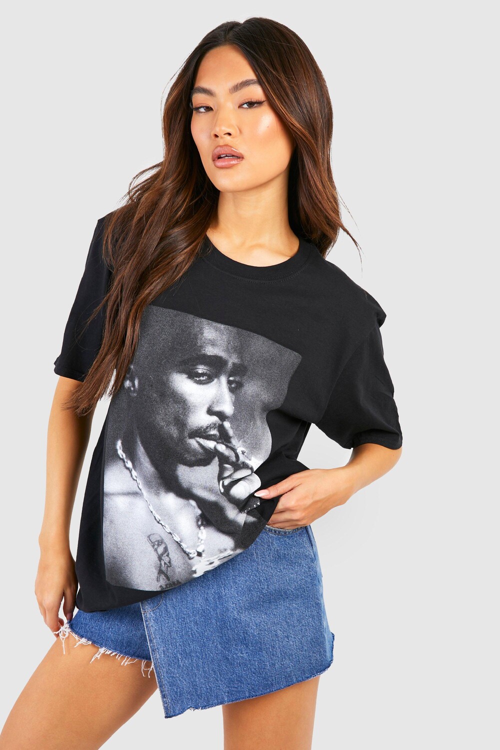 

Футболка с лицензией tupac Boohoo, черный