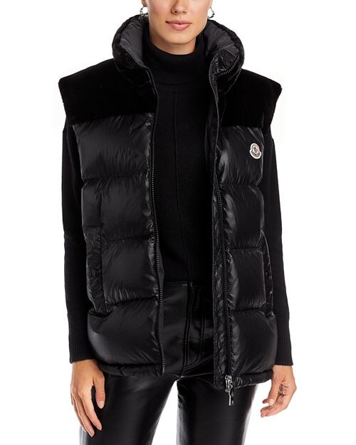 

Пуховый жилет Lempa с отделкой из искусственного меха Moncler, цвет Black