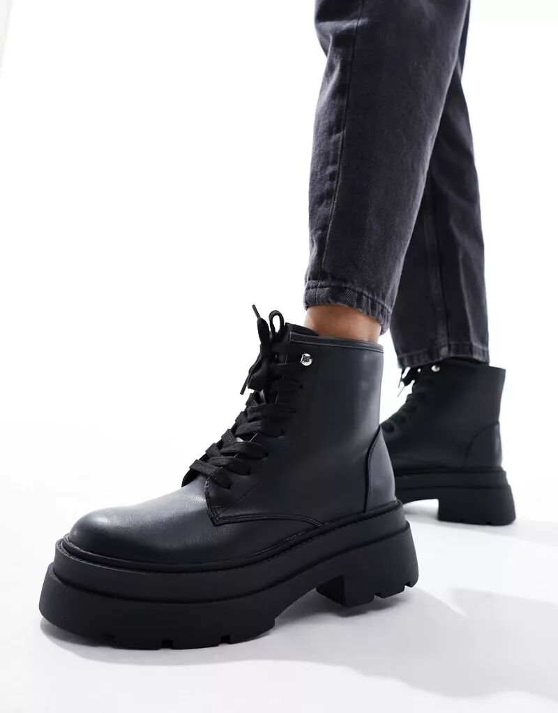 цена Черные походные ботинки на массивной платформе на платформе London Rebel