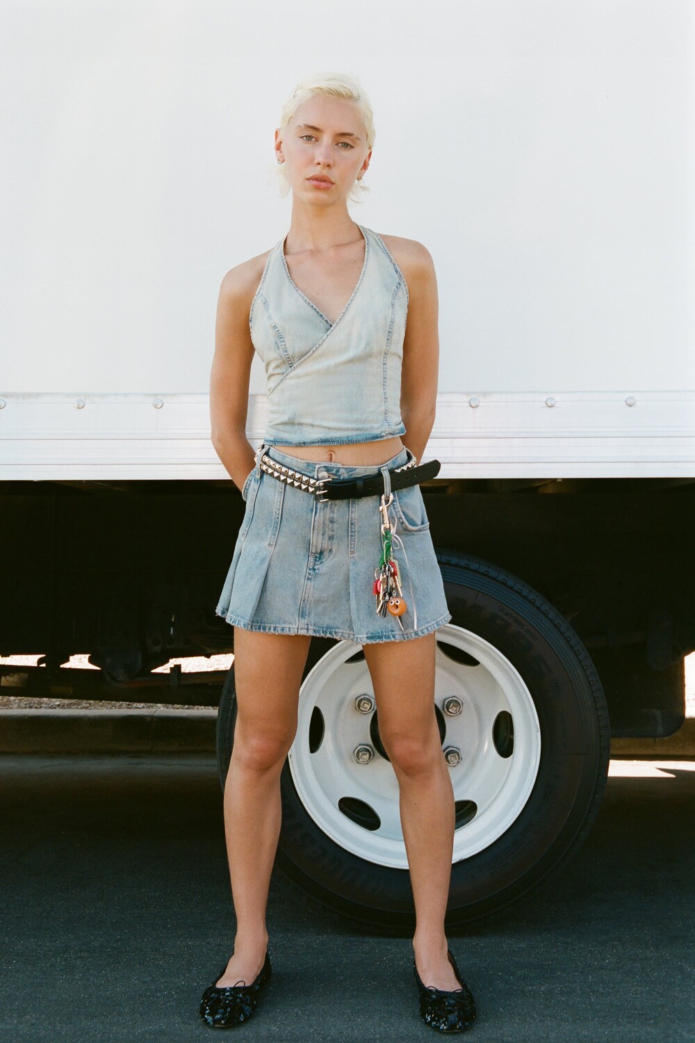 

Джинсовый топ с запахом trf Zara, синий