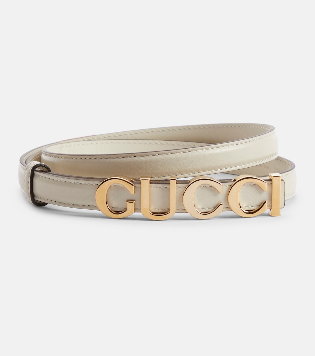 

Кожаный ремень с логотипом Gucci, белый