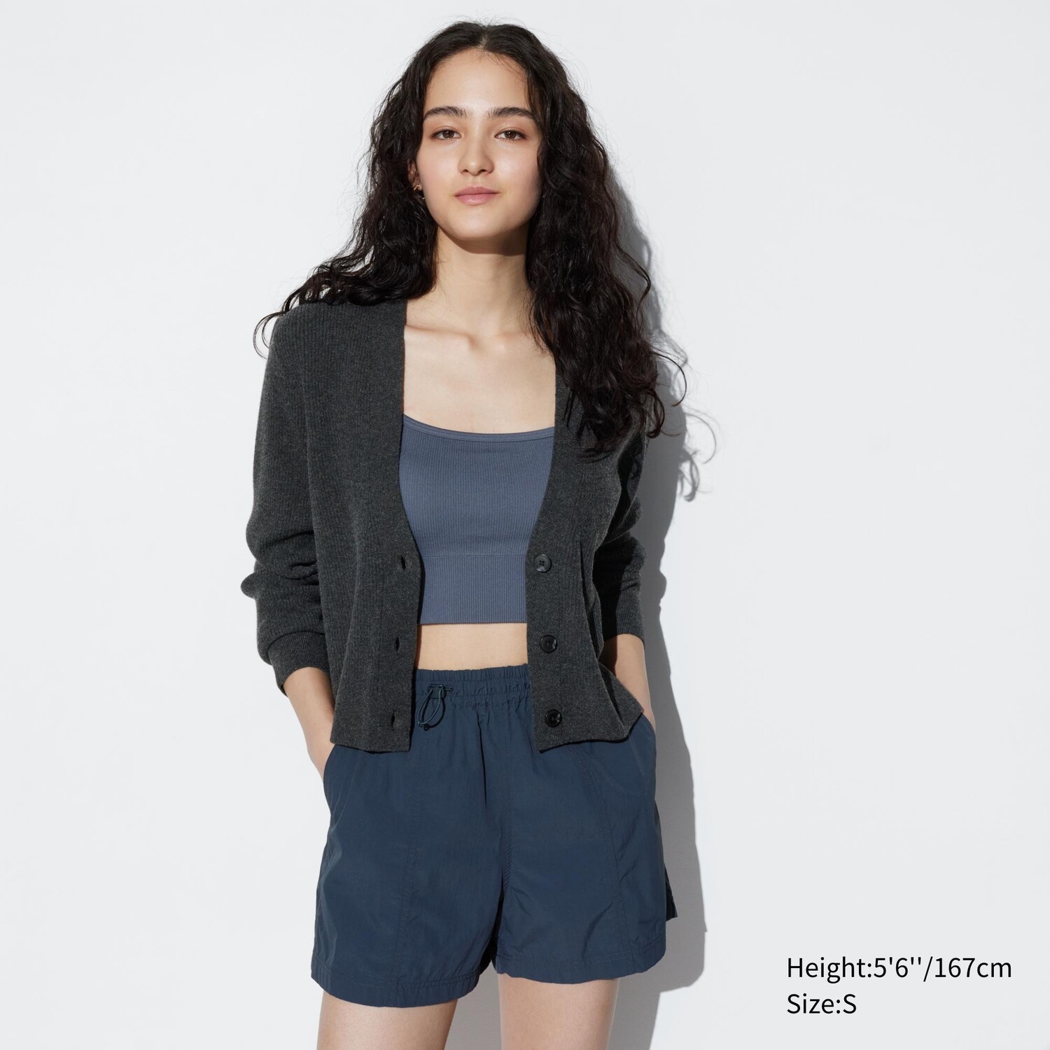 

Трикотажный кардиган в ребрику UNIQLO, темно-серый