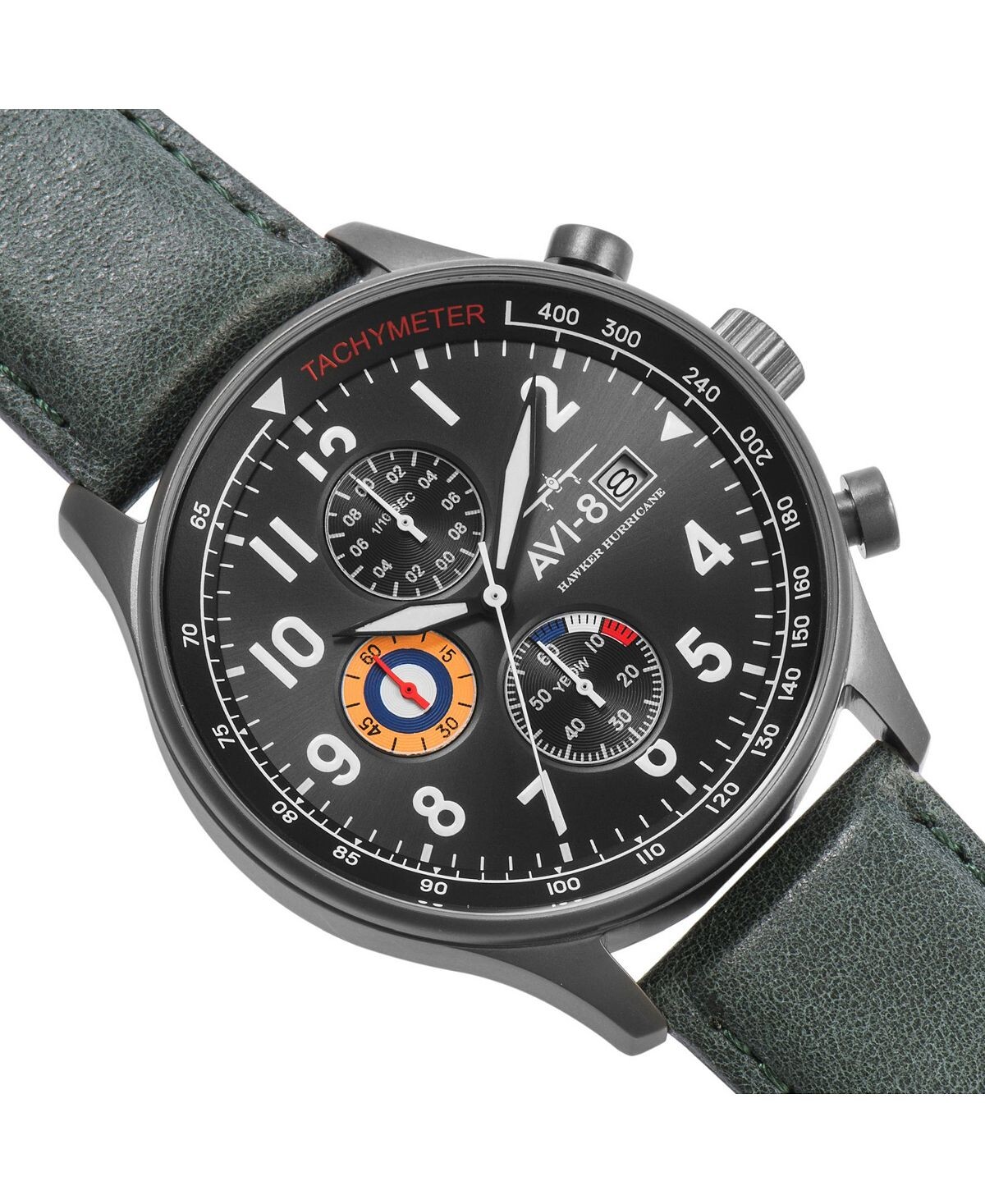 

Мужские часы Hawker Hurricane Chronograph, темно-зеленый ремешок из натуральной кожи, 42 мм AVI-8