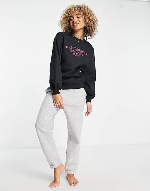 

Черный свитер с вышивкой Threadbare Fitness Dixie