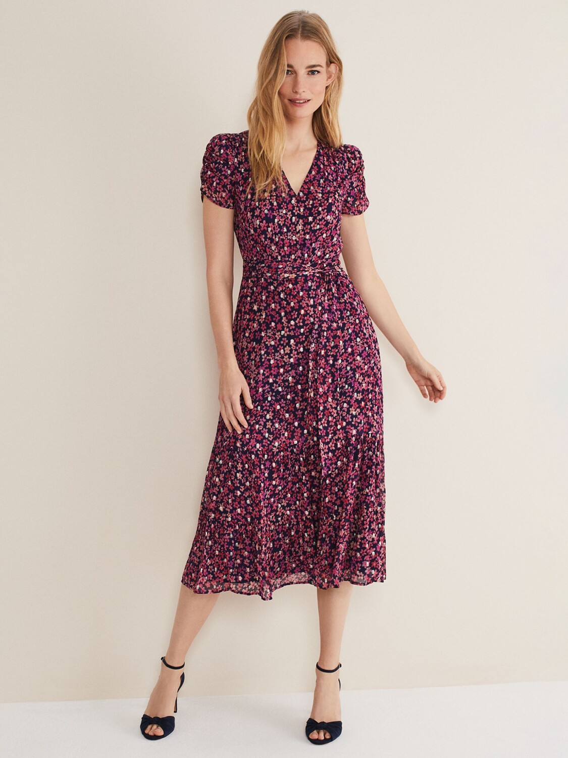

Платье с короткими рукавами Phase Eight Azalea Ditsy, Розовый/Мульти