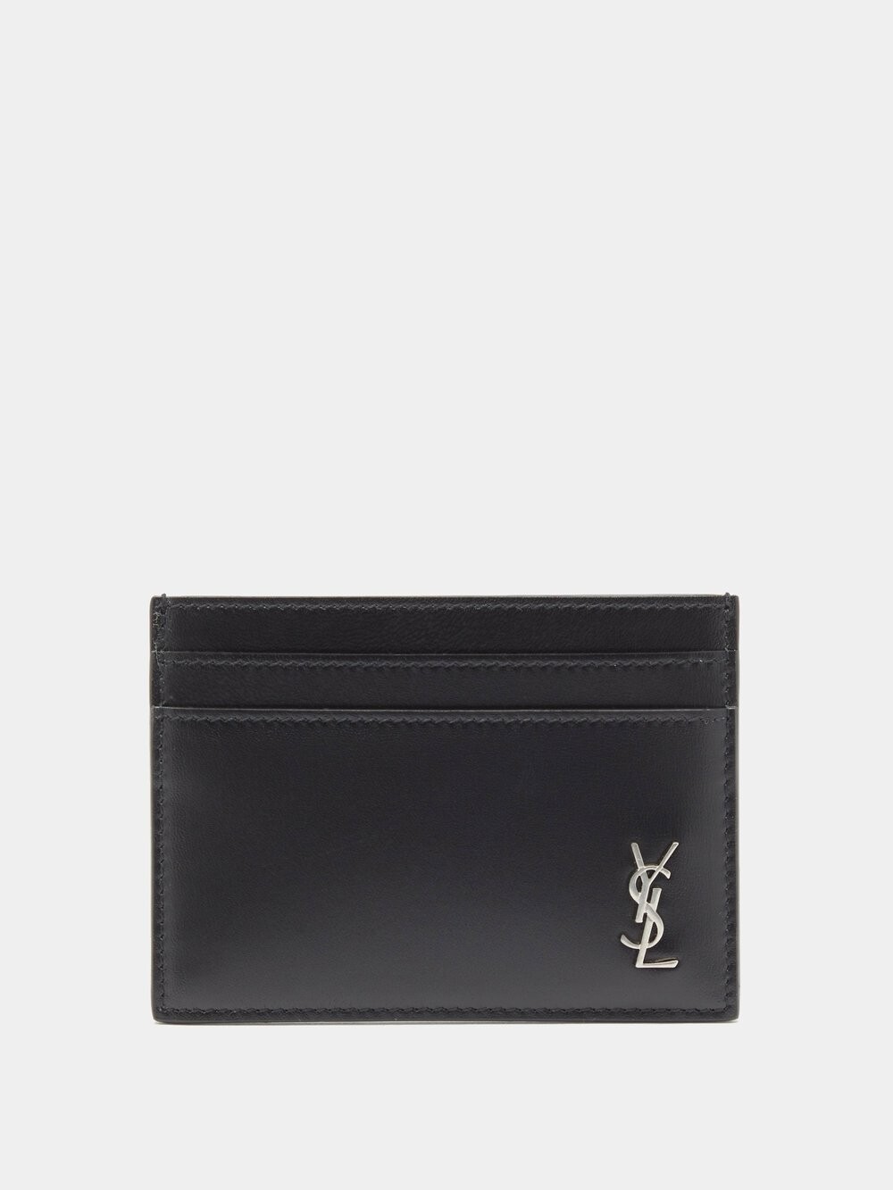 

Визитница из гладкой кожи с пластинкой ysl Saint Laurent, черный