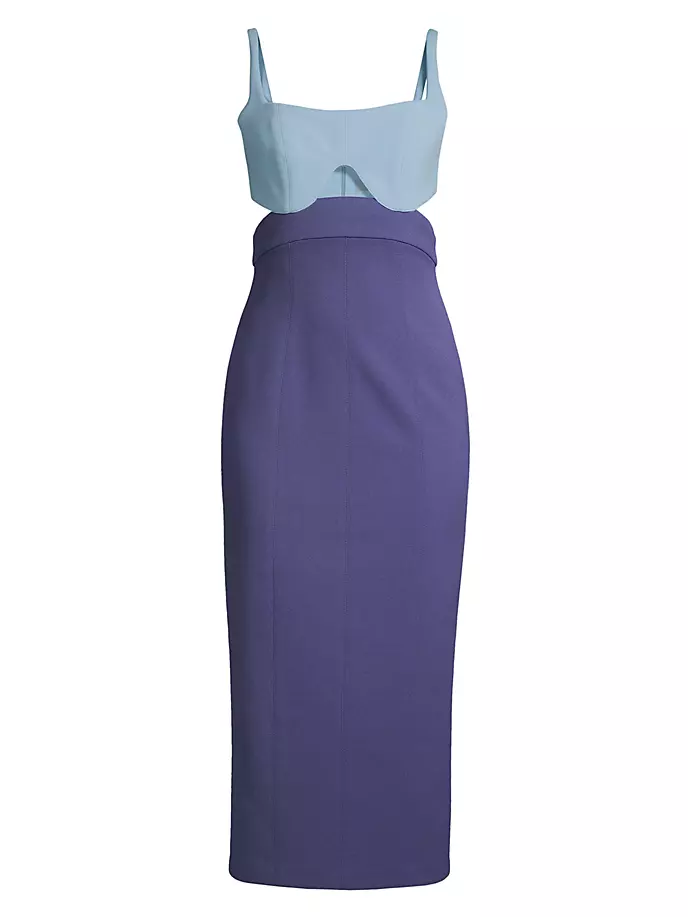Двухцветное платье-миди Fernanda Misha, синий цена и фото