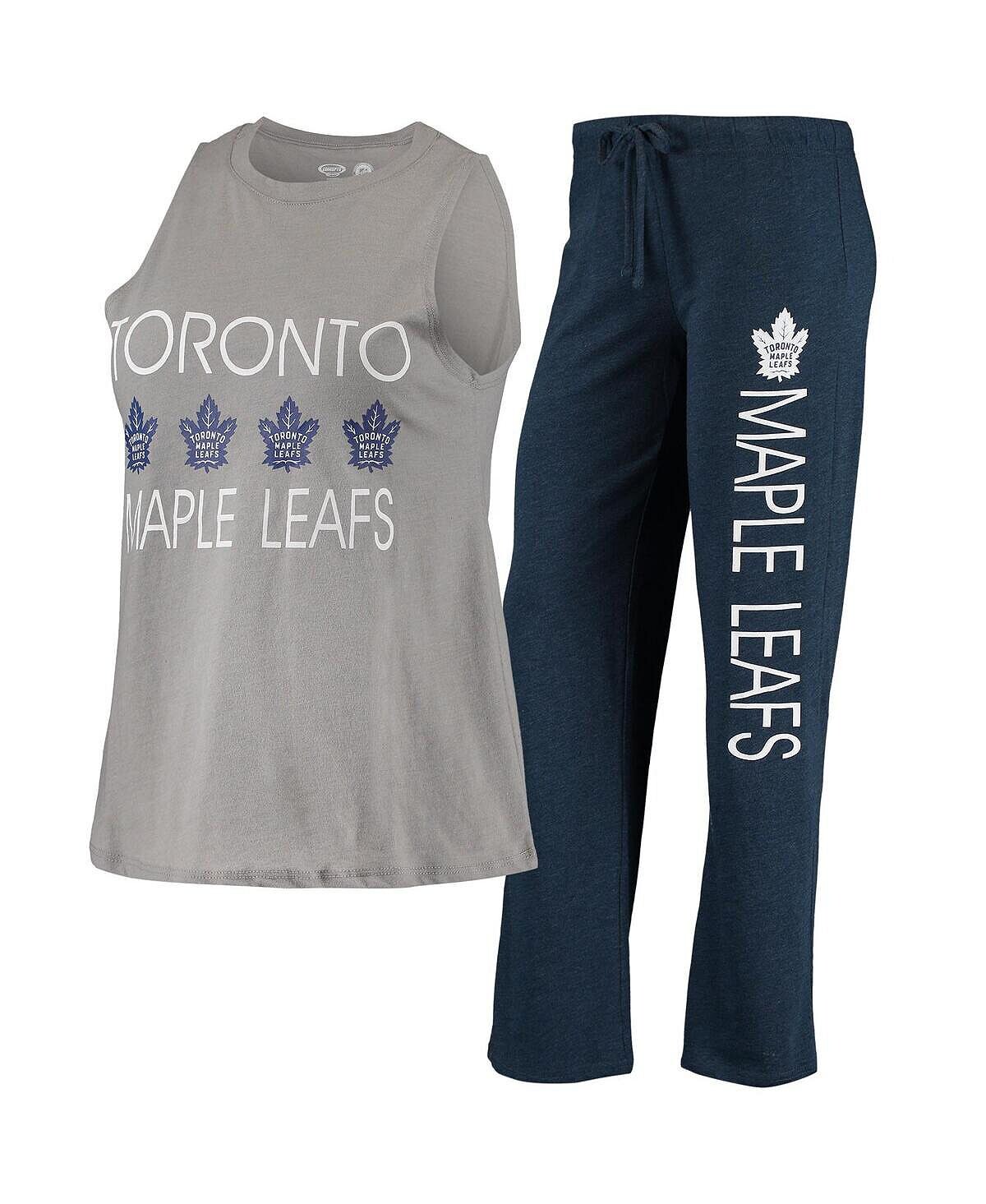 

Женская серая, темно-синяя майка и брюки Toronto Maple Leafs Meter, комплект для сна Concepts Sport