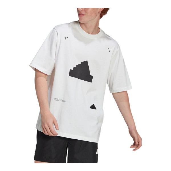 Футболка Men's adidas New Oversized Tee Logo Loose Pullover Round Neck Short Sleeve White T-Shirt, белый