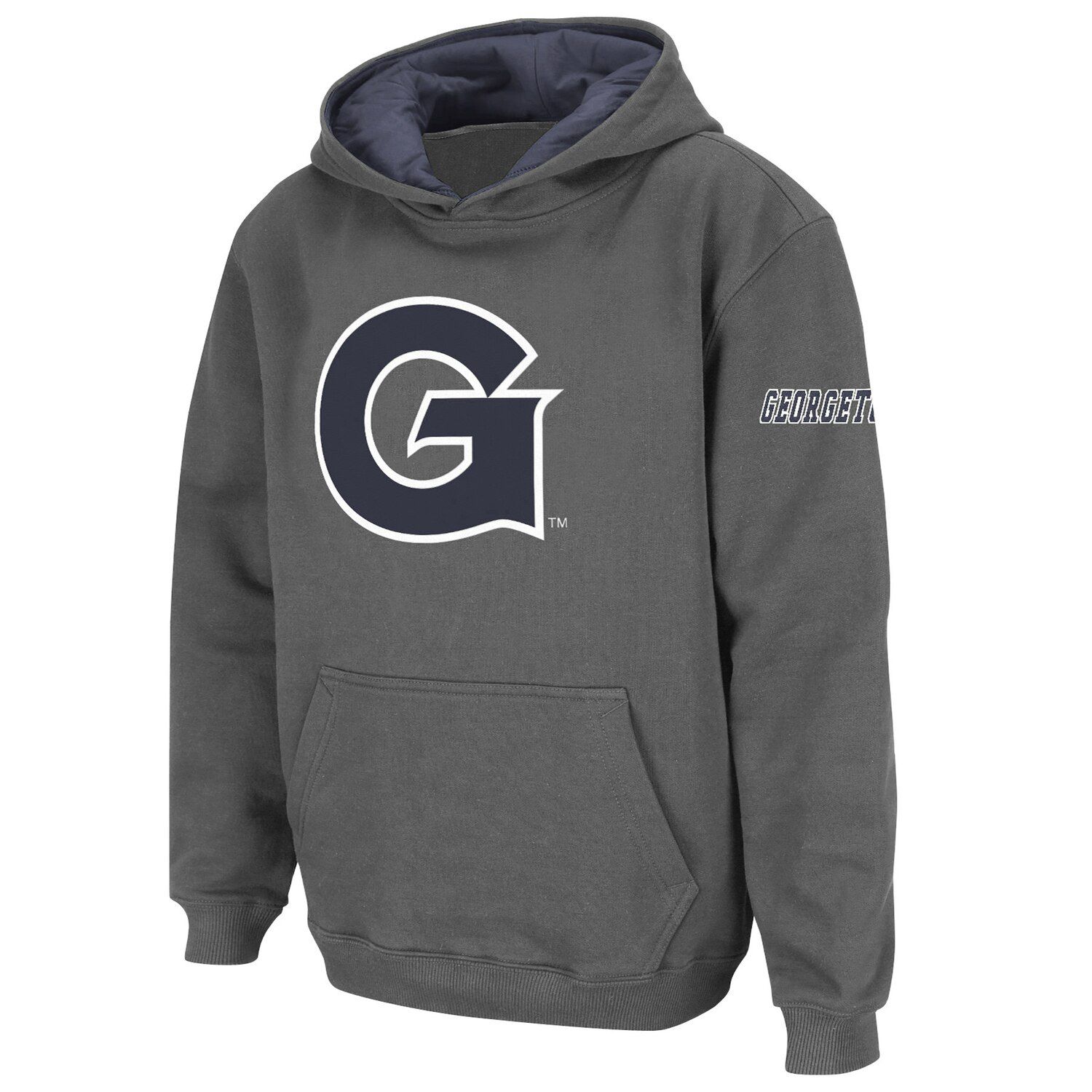 Темно-серый пуловер с капюшоном и большим логотипом Youth Stadium Athletic Georgetown Hoyas Unbranded