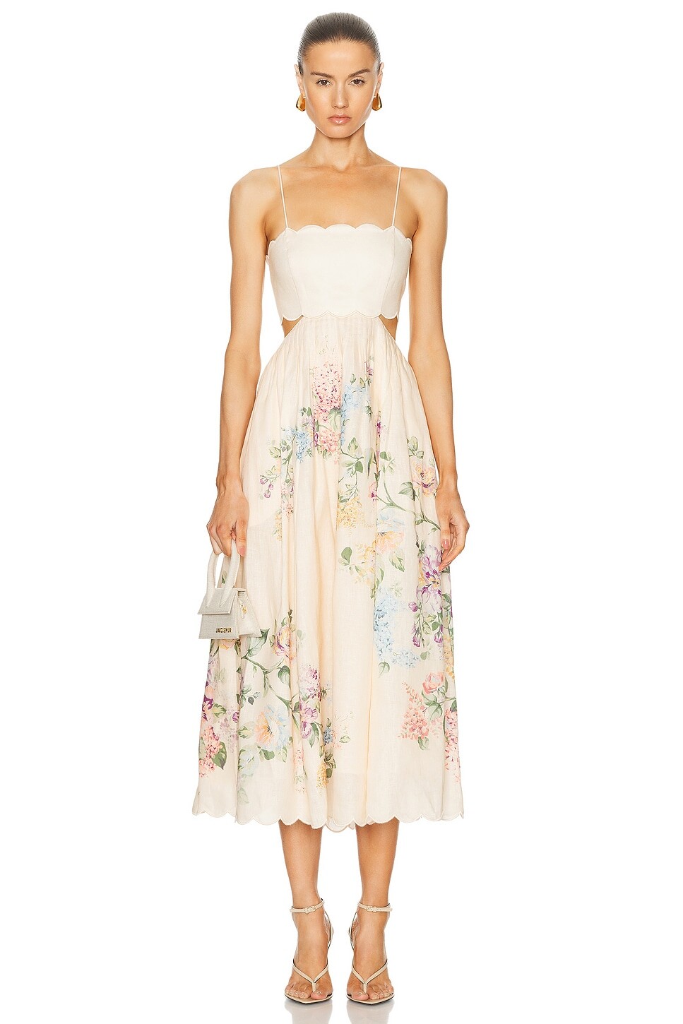 

Платье-миди с фестонами Zimmermann, цвет Cream Watercolour Floral
