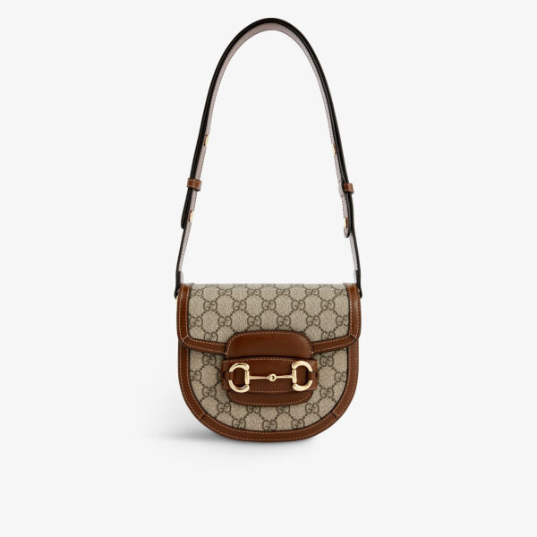 

Мини-сумка через плечо Horsebit 1955 из холщовой ткани Gucci, коричневый