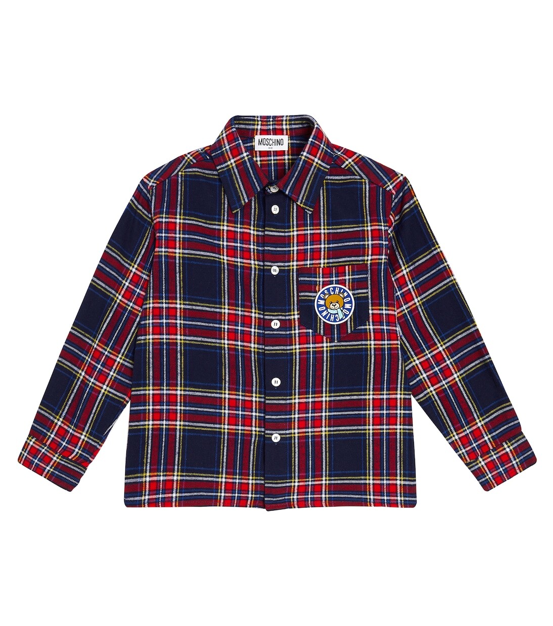 

Рубашка в клетку teddy bear из хлопка Moschino Kids, мультиколор