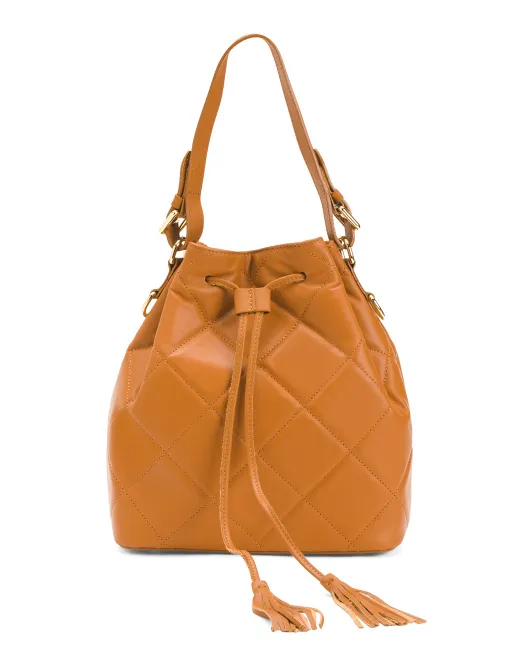 

Кожаная стеганая сумка-мешок Made In Italy Cheval, цвет Camel