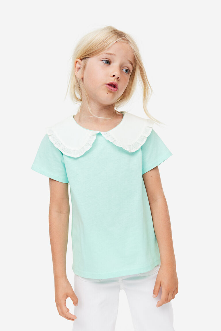 

Топ из джерси с воротником H&M, бирюзовый