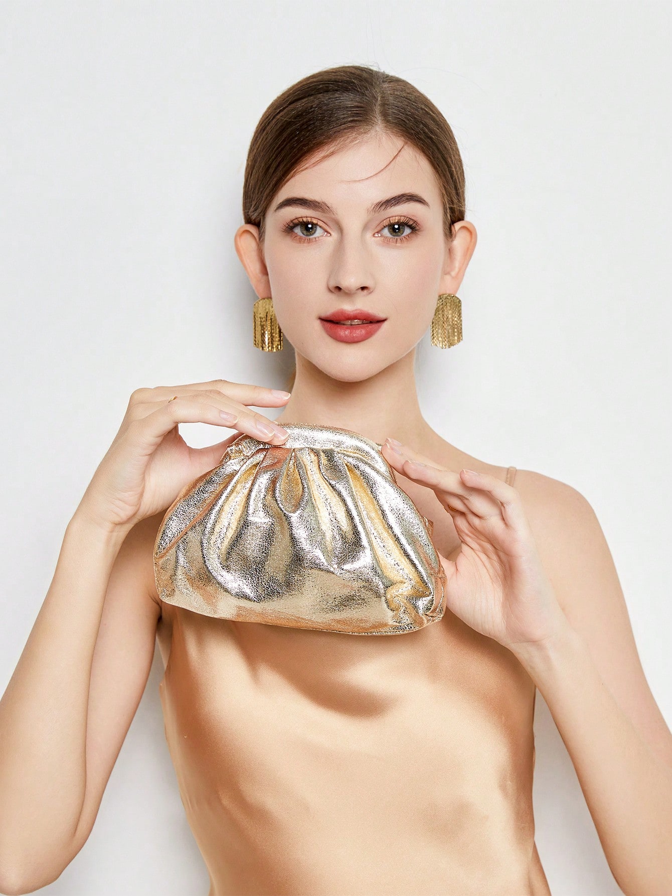 Модная элегантная однотонная женская сумка-клатч через плечо, золото
