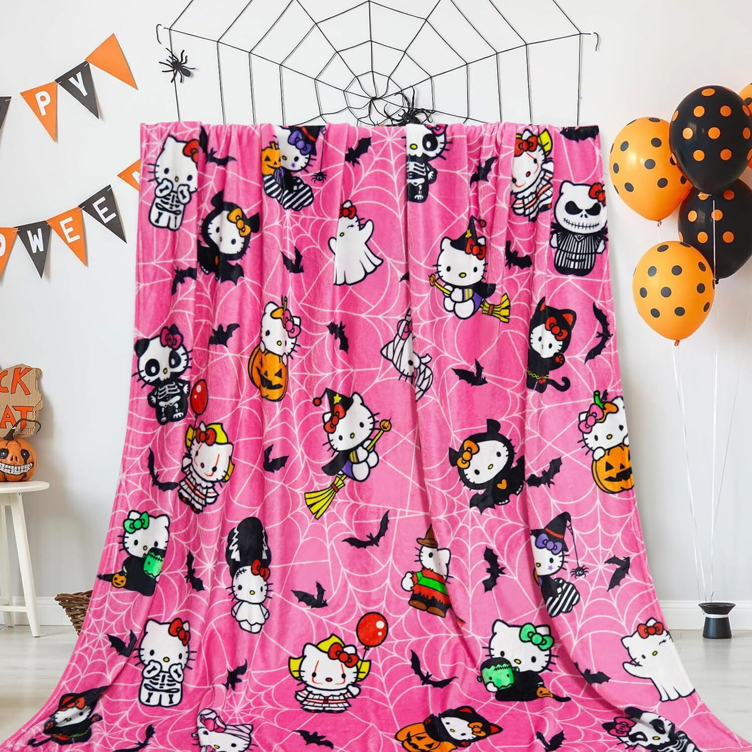 

Детский флисовый плед с рисунком Hello Kitty в стиле Хэллоуин EVESKY 50 х 60 дюймов, розовый