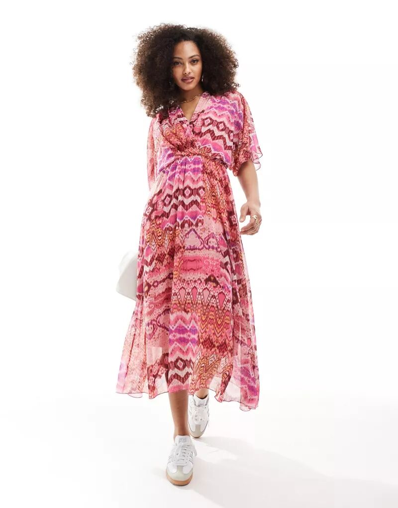 Scalpers – воздушное платье миди розового цвета