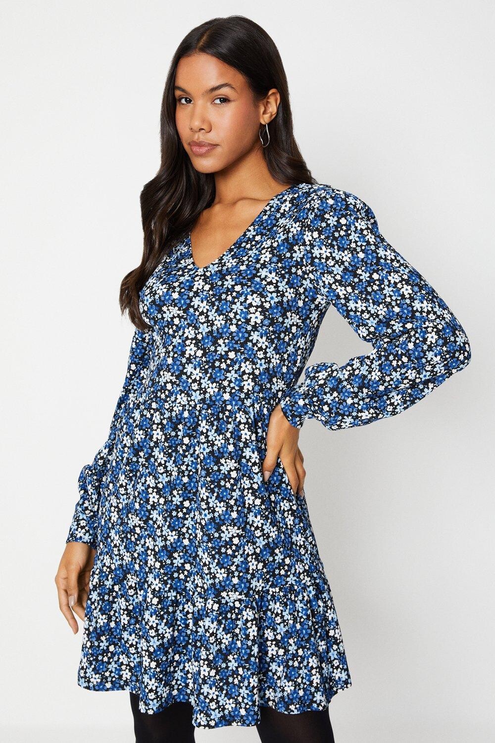 

Многоуровневое мини-платье Tall Blue с V-образным вырезом Dorothy Perkins, мультиколор