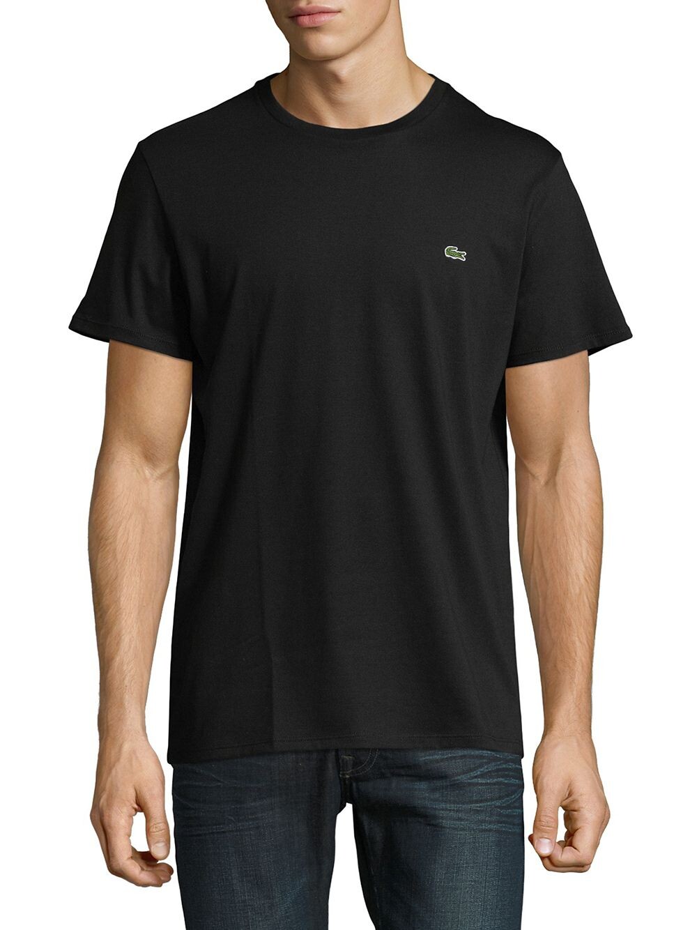 

Хлопковая футболка с круглым вырезом Lacoste, черный