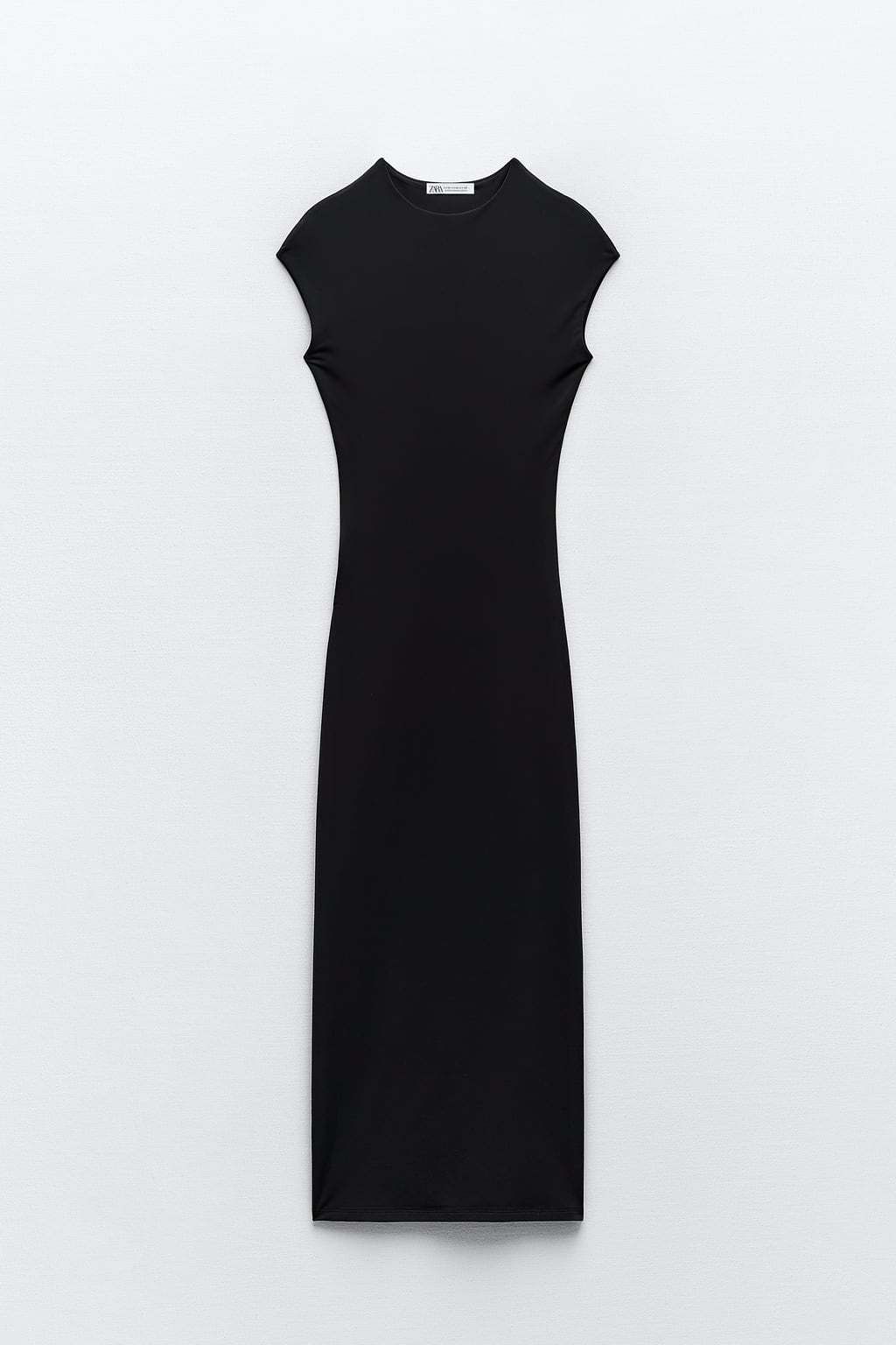 Платье миди из полиамида ZARA, черный платье миди zara хаки