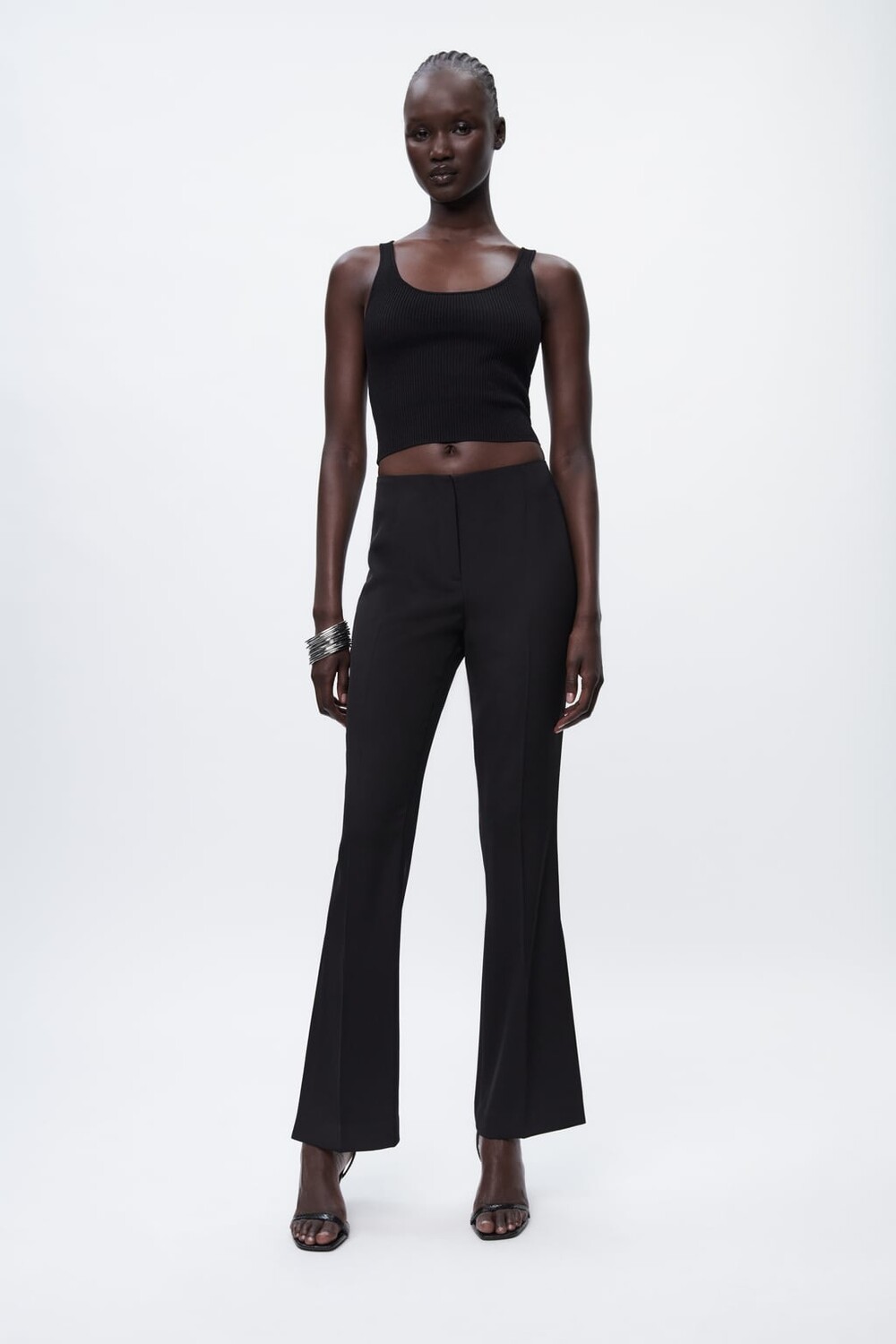 

Брюки-клеш с боковыми прорезаниями ZARA, черный